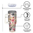 thumbnail image 4 of OBREWU Dogs with Flowers Tumbler with Handle and Lid,Dogs with Flowers 40oz Double Wall Vacuum Insulated Tumbler,Cups Gift for Women and Men, 4 of 7