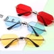 thumbnail image 5 of Gafas de sol rectangulares de estilo punk Sonducket metal con prevención de rayos UV sin marco oro gris, 5 of 6
