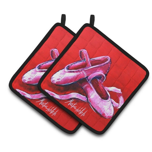 Carolines Treasures MW1306PTHD Ballet Shoes Red Pair of Pot Holders , 7.5HX7.5W, multicolor
