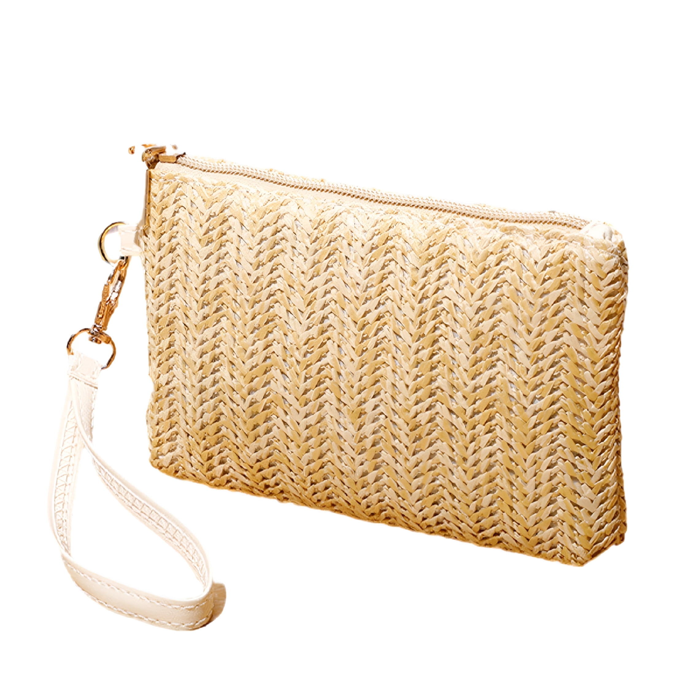 GASTROPOD 2026 New Straw Clutch Bag Bohemian Summer Beach Straw Purse Zipper Wristlet Wallet for Women for Beach,Travel,Shopping,Casual,Party - Beige