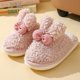 thumbnail image 3 of Zapatillas de algodón con lazo y orejas de conejo para mujer en casa en invierno, suela suave antideslizante gruesa, peludas, lindas y atractivas, zapatillas de mujer para parejas en casa, 3 of 5
