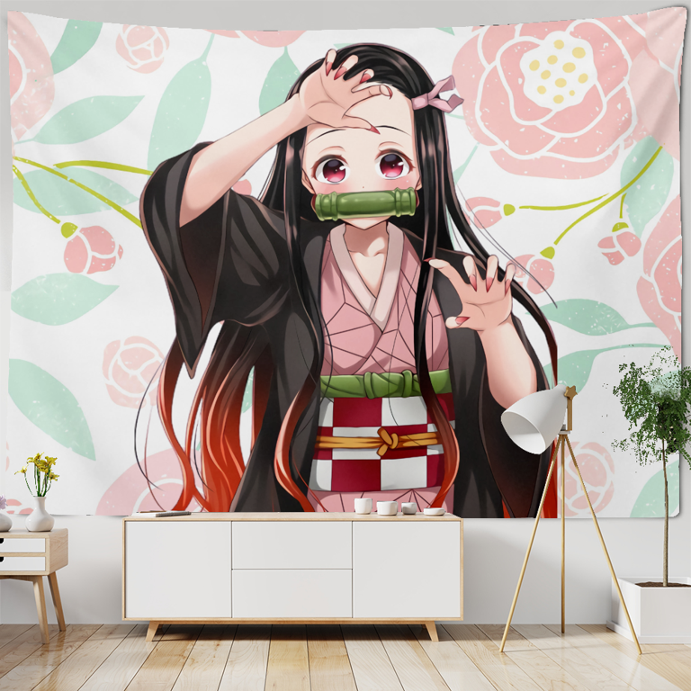 Demon Slayer Tanjiro Nezuko Characters Poster Wall Hanging Tapestry  Japanese Anime Tapestrys Room Decor Aesthetic Home Wallpaper - AliExpress