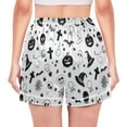 thumbnail image 2 of Women's Silk Pajama Shorts Black and White Halloween Pajama Shorts Women's Casual Pajama Shorts with Pockets, 2 of 6