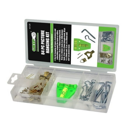 

GRIP 84pc Picture Framing Kit Hooks Nails Level Assortment Hardware Set 43126