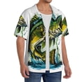 thumbnail image 2 of Logiee Big bass fish Print Men's Button Down Shirts Short Sleeve, Summer Beach Shirts,Vacation Wedding Shirts,Men's Casual Button-Down Shirts with Pocket-Small, 2 of 5