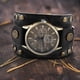 thumbnail image 5 of Correas de reloj con agujeros de piel sintética de estilo vintage, pulsera punk informal. Negro, 5 of 9