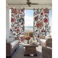 thumbnail image 4 of Boho Flowers Blackout Curtains 63 Inches Long for Bedroom, Watercolor Red Orange Floral Branch Leaf Thermal Insulated Room Darkening Black Out Window Curtain Panels Grommet Drapes for Living Room, 4 of 8