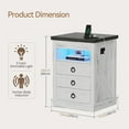 thumbnail image 2 of Lvifur Farmhouse Nightstand with Gun Drawer Set of 2, Human Sensor LED Bedside Table with LED Lights & Charging Station, Rustic Wood Sofa Side End Table with 3 Drawers for Bedroom (Whitex2), 2 of 18