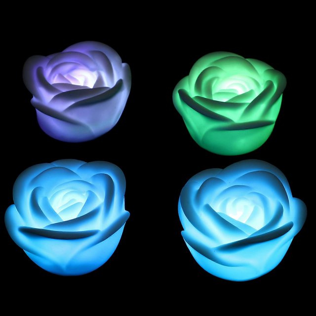 Electronic Rose Night Lights 4 Pcs Simulation Decoration For Confession Valentine's Day Party