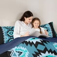 thumbnail image 5 of jejeloiu Aztec Triangle Rhombus Queen Comforter Set,Blue Black Triangle Bedding Comforter Set For Teens Kids Reversible 3 Pieces, 5 of 8