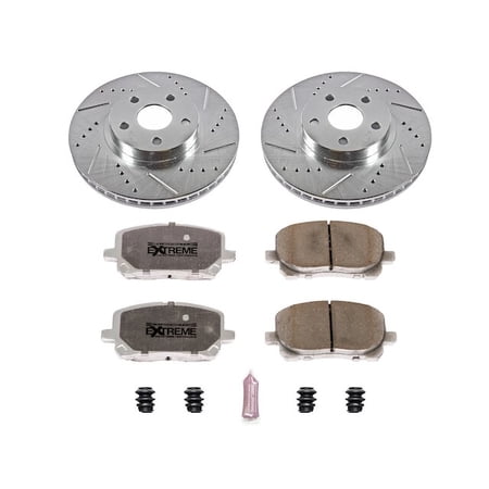 Front Brake Pad and Rotor Kit - Compatible with 2003 - 2008 Toyota Corolla - Power Stop