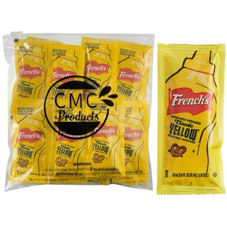 25 Count - Frenchs Mustard Packets - Single Serve Mustard Condiment Packs in Slide Seal Bag
