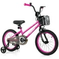 thumbnail image 1 of Costway 16" Kid's Bike with Training Wheels Adjustable Handlebar & Seat Handbrake Pink, 1 of 10