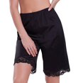 thumbnail image 5 of ZenCart Women Shorts Elastic High Waist Summer Bottom Shorts Solid Color Lace Trim Silky Shorts Loose Fit Casual Vacation Shorts, 5 of 8