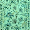 thumbnail image 1 of Ahgly Company Indoor Square Abstract Turquoise Blue Modern Area Rugs, 4' Square, 1 of 4