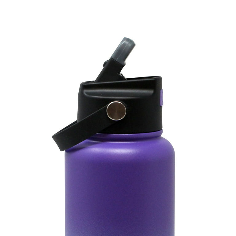 Athletic Works 32 Fluid Ounce SS Water Bottle W/ Flip Straw Lid,  Purple/Aqua Ombre