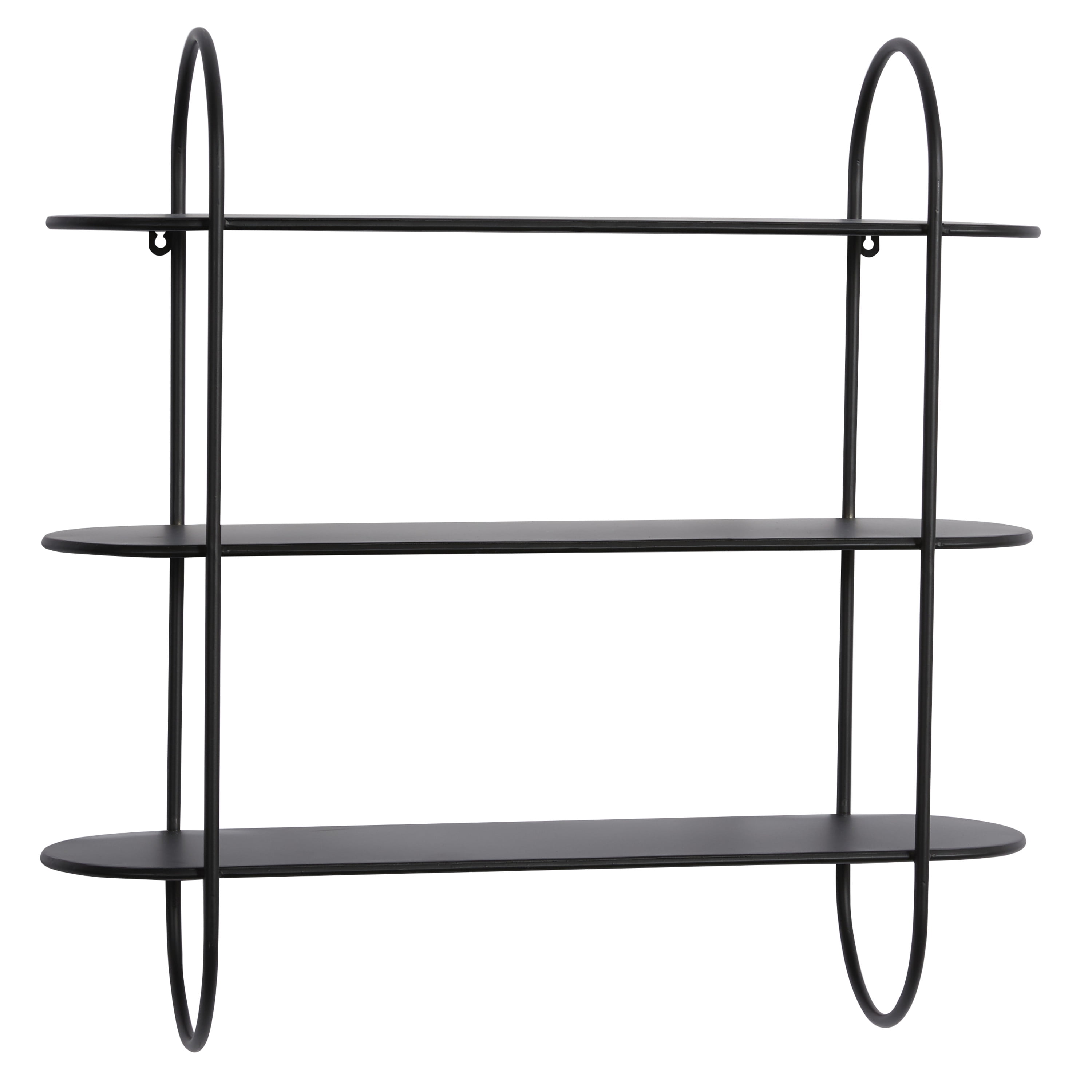 Decmode 16426 Black Metal Oval 3-Tier Wall Shelf, 27.5" X 28" - Walmart