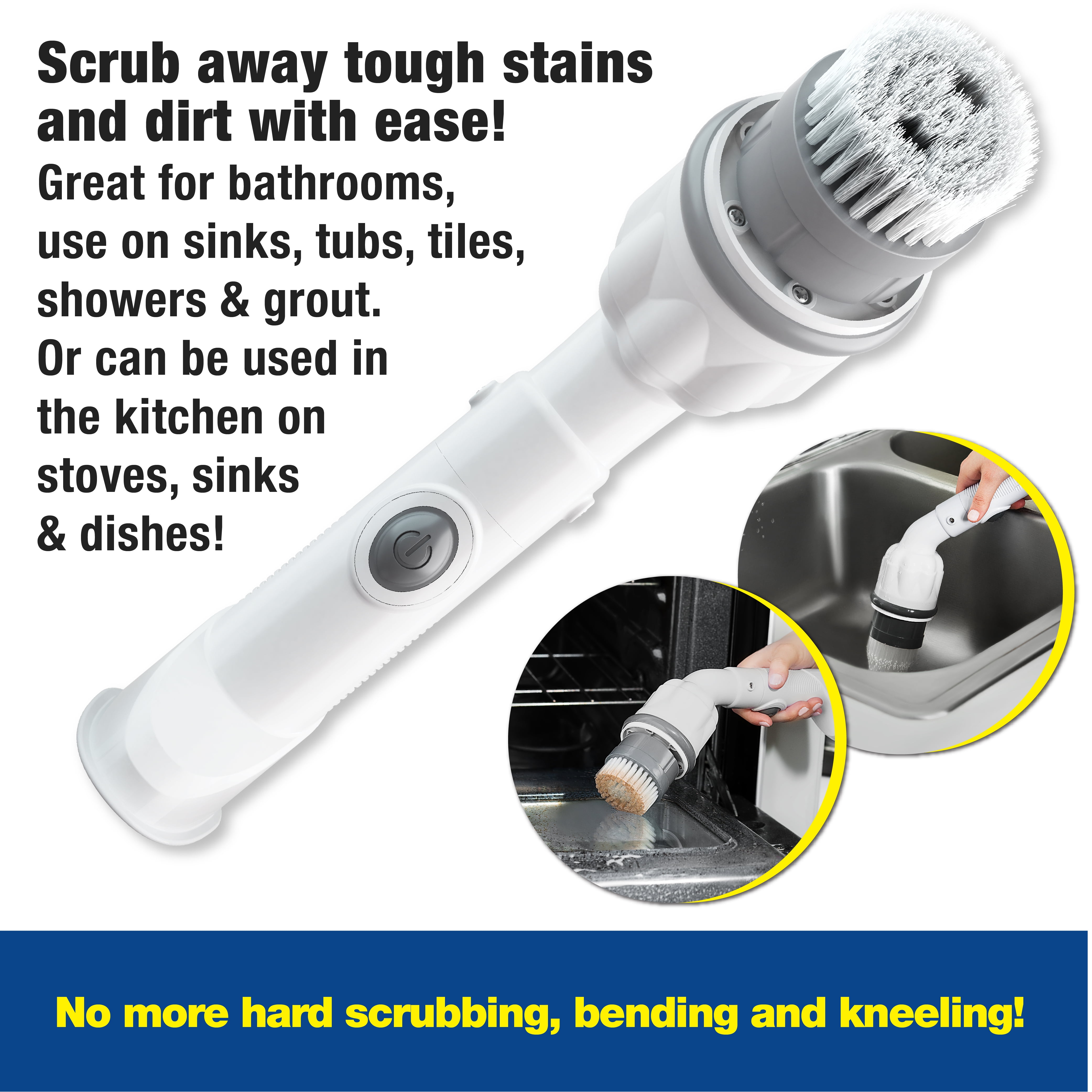 Bell + Howell Scrubtastic 39 in. Multi-Purpose Surface Rechargeable Power  Scrubber Cleaner Scrub Brush with 3 Brush Heads 8048 - The Home Depot