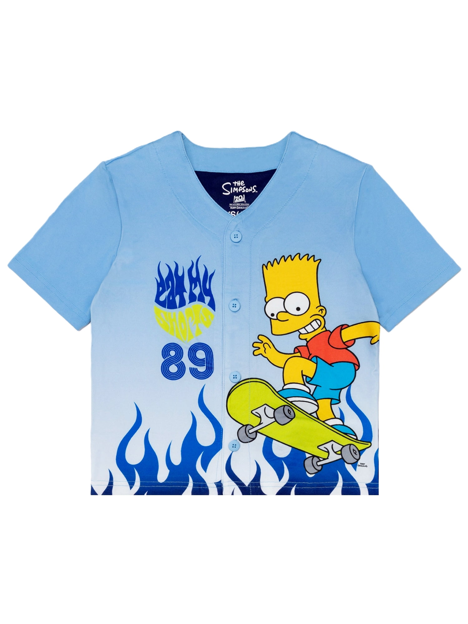 Bart Simpsons Boys Short Sleeve Top and Short Jersey Coat Pajama Set, 2-Piece, Sizes 4-12