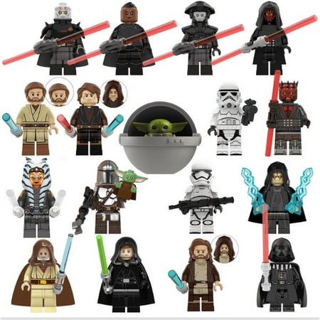 18 Pcs Star Wars Minifigures Pack Building Blocks Toys Set, 1.77 inch Battle Clone Troopers Mandalorian Action Figures Building Kits for Boys Kids Fans Birthday Gifts50