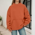 thumbnail image 2 of Fiaer Sweatshirts Womens Oversized Crew Neck Pullovers Long Sleeve Solid Color Warm Fashion Pocket Tops Orange L, 2 of 6