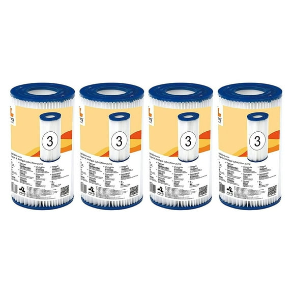 Pool Filter Cartridge Replacement - Avenli 4.17 x 8 Filter, 4 Pack - Fits Jilong & 530/800/1000 Gallon Pool Pumps