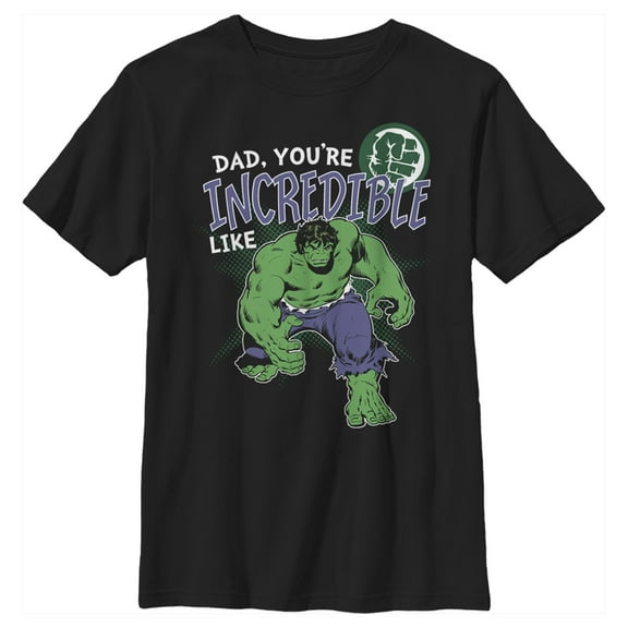 Boy's Marvel Dad Incredible Like Hulk Graphic Tee Black Medium