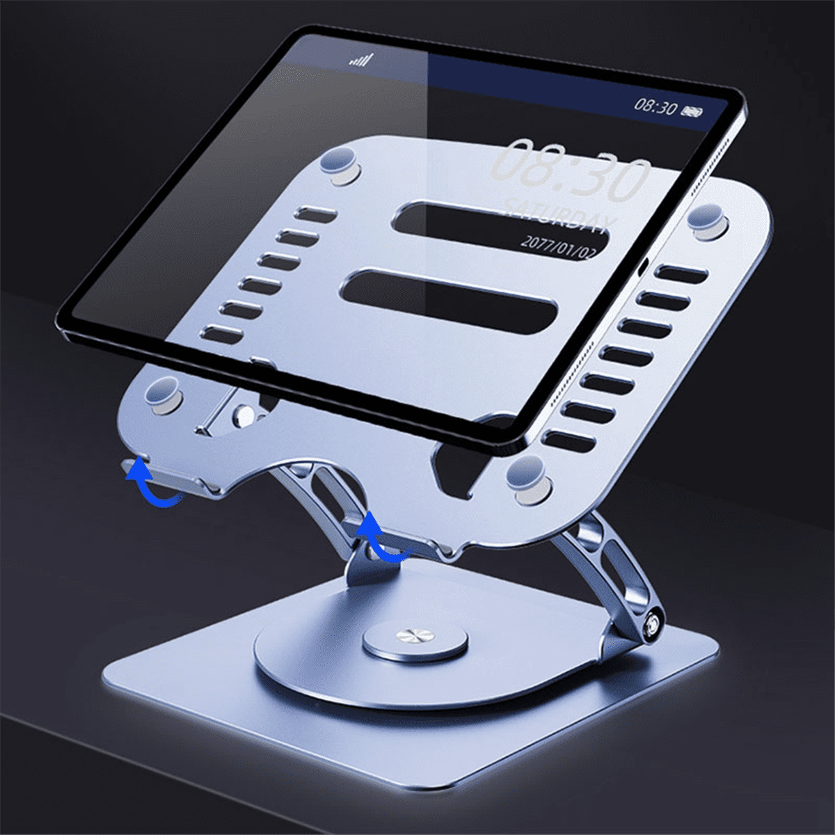 Aluminum Alloy Laptop Stand 360° Rotatable Notebook Holder Liftable Stand for PC Laptop Bracket Tablet Computer-Silver