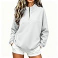 thumbnail image 2 of ThriftyPlait Womens Quarter Zip Sweatshirt Casual Long Sleeve Pullover Loose Fit Coat with Kangaroo Pocket Fall Winter Daily Top, 2 of 7