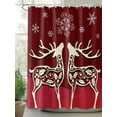 thumbnail image 2 of Christmas Elk Standard Shower Curtain Set, Waterproof Shower Curtains for Bathroom, Xmas Deer Abstract Art Winter Holiday Washable Fabric Cloth Bath Curtain for Bathtub with Hooks 72x72 Inches, 2 of 6