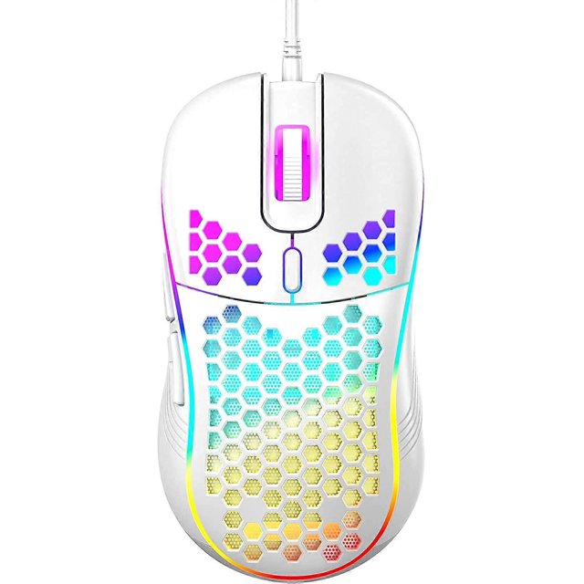 Otro accesorio de automatización del hogar Ratón para juegos con cable de nido de abeja, retroiluminación RGB y 7200 DPI ajustables, ratón de computadora USB ergonómico y liviano con