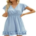 thumbnail image 1 of MesaSe Robe de Grossesse Courte d'Été pour Femmes à Manches Courtes, Col en V, Pois Suisses, Robe de Baby Shower, 1 of 7