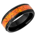 thumbnail image 1 of Men's Women's Tungsten Wedding Band Engagement Ring 8mm Sinthetic Orange Opal Inlay Black Ring, SZ 9.5, 1 of 3