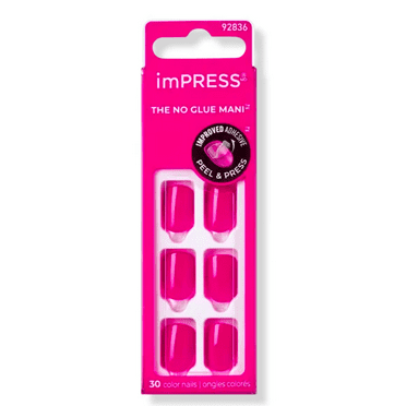 KISS  Impress Color Short Press-On Manicure Nails - Prime Time PINK 30-PC