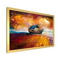 thumbnail image 2 of Traditional Fisher boat During Ocean Evening Glow 32 in x 16 in Framed Painting Canvas Art Print, by Designart, 2 of 4