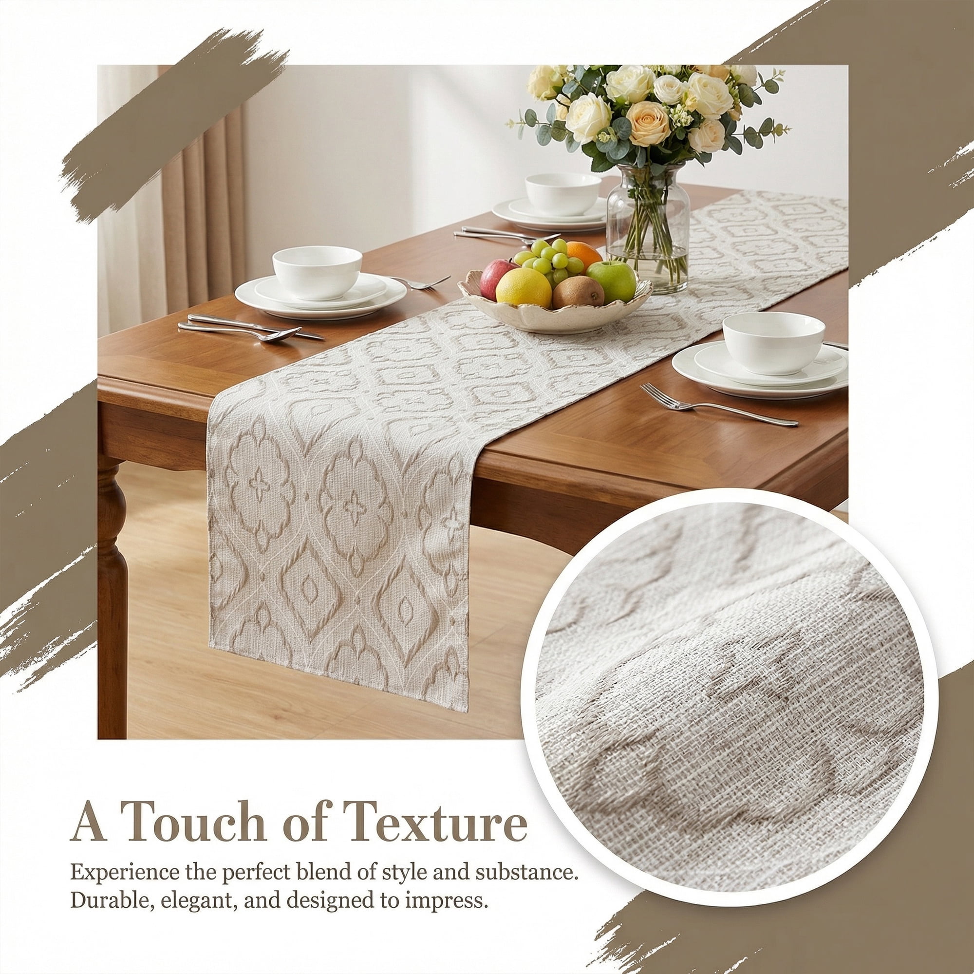 Unique Bargains Long Washable Polyester Runner Table Runner for Table Gray 13.8"x70.9"