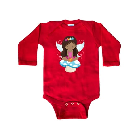 

Inktastic African American Fairy Fairy Sitting On Mushroom Gift Baby Girl Long Sleeve Bodysuit