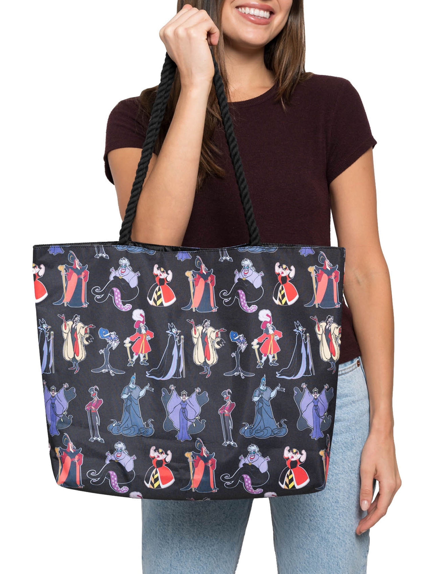 Disney Tote Alice in Wonderland Queen Hearts Cheshire Cat Mad Hatter Print  Bag