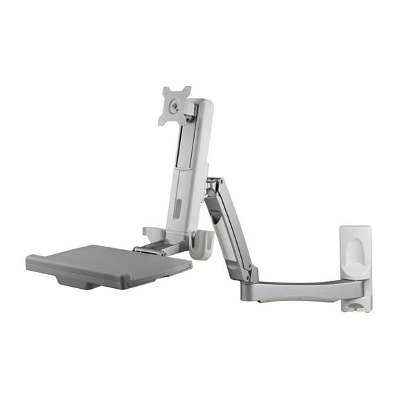 Amer Networks Sit-Stand Swing Arm Wall Mount Computer Workstation System, Gray