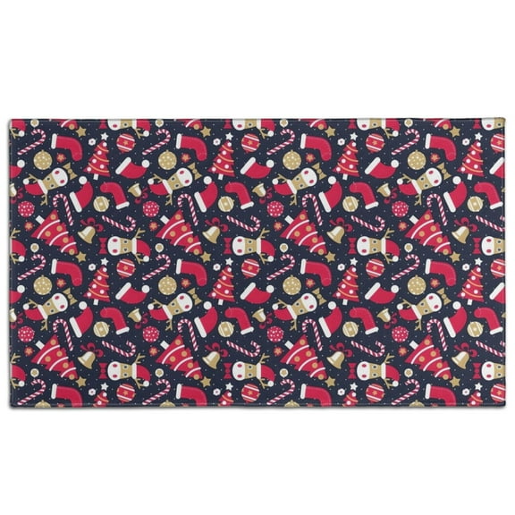 Dark Blue Christmas Pattern Door Rugs,Washable Non Slip Door Mats Indoor,Decorative Door Mats,Entry Mat Indoor for Entrance,Bedroom,Kitchen,Bathroom,17"x30"