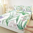 thumbnail image 3 of Manfei Chic Tulip Floral Full Size Sheets,Romantic Flower Bed Sheets,Purple White Green Sheet Sets For Girl Teens,Ultra Soft Home Decor,4pcs, 3 of 7