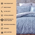 thumbnail image 3 of Bahar Tekstil Twin 100% Cotton Quilt Cover Bedding Set Jacquard Cotton Duvet Cover Set of 3 Lightweight Comforter with Two Pillowcases, Mint, 3 of 9