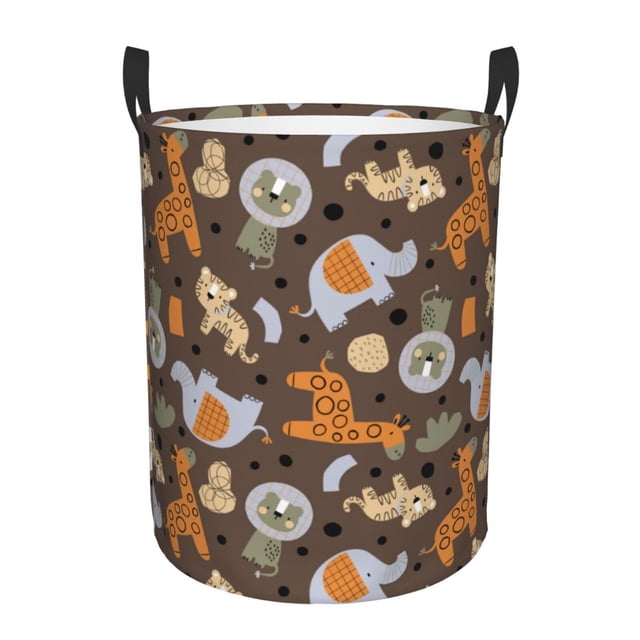 Fotbe Cute Lion Tiger Cesto de Ropa con Asas, Cesto Impermeable de Gran Capacidad, Bolsa de Lavado para Dormitorio, Cesto de Ropa con Ruedas y Asas-Medium