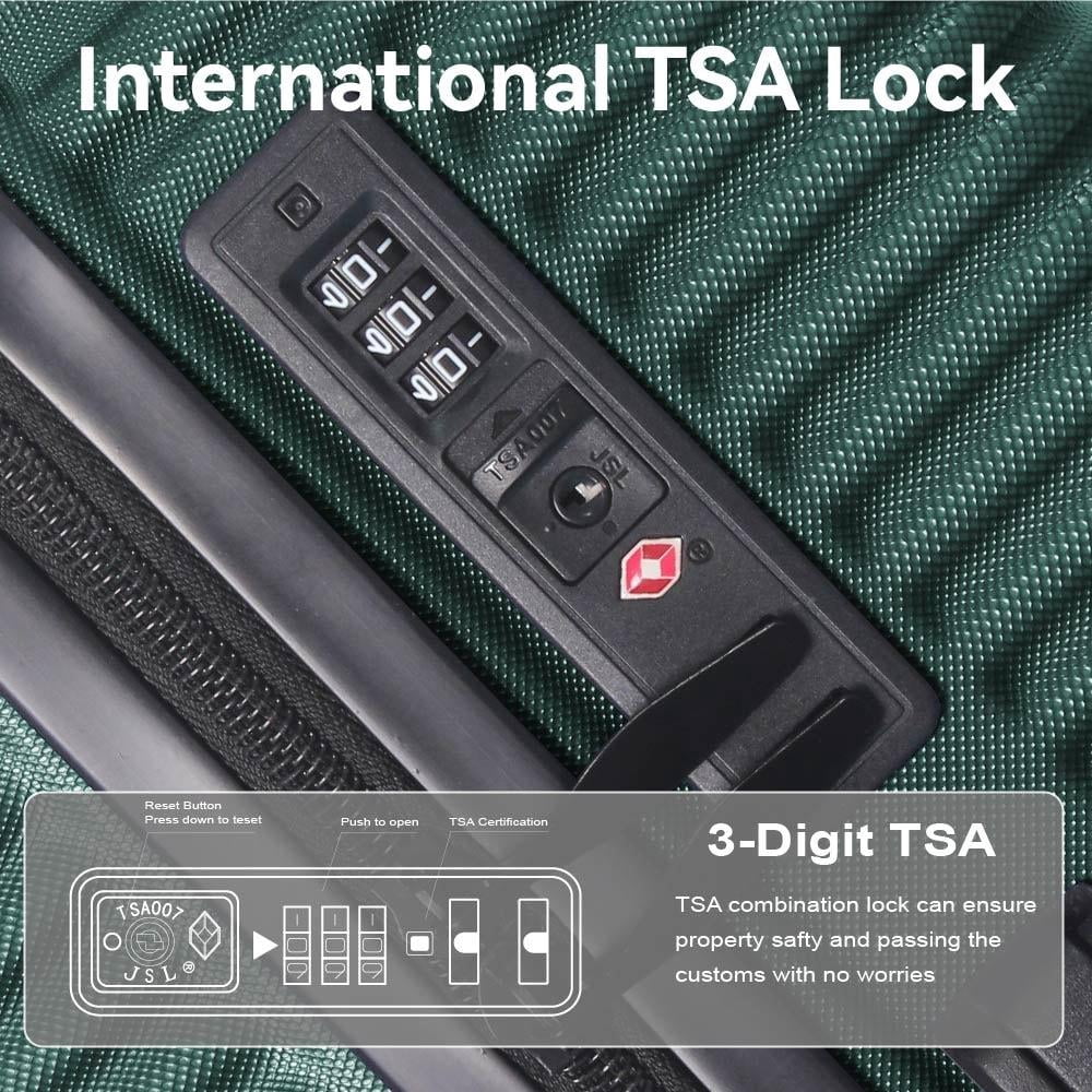 3-Piece Hardshell Luggage Set with TSA Lock, Lightweight ABS Spinner Suitcases (20/24/28in)