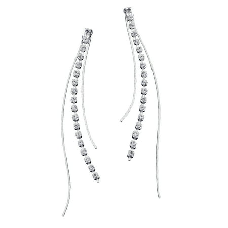 GUESS  Basic  Silver Crystal Rhinestone Linear Drop Earrings
