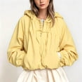 thumbnail image 2 of Unir Loose Fit Zip Up Windbreaker Jacket for Women, Hooded Drawstring, Durable Nylon Casual Outerwear with Lantern Sleeves, 1 Piece, XS-L, 2 of 4