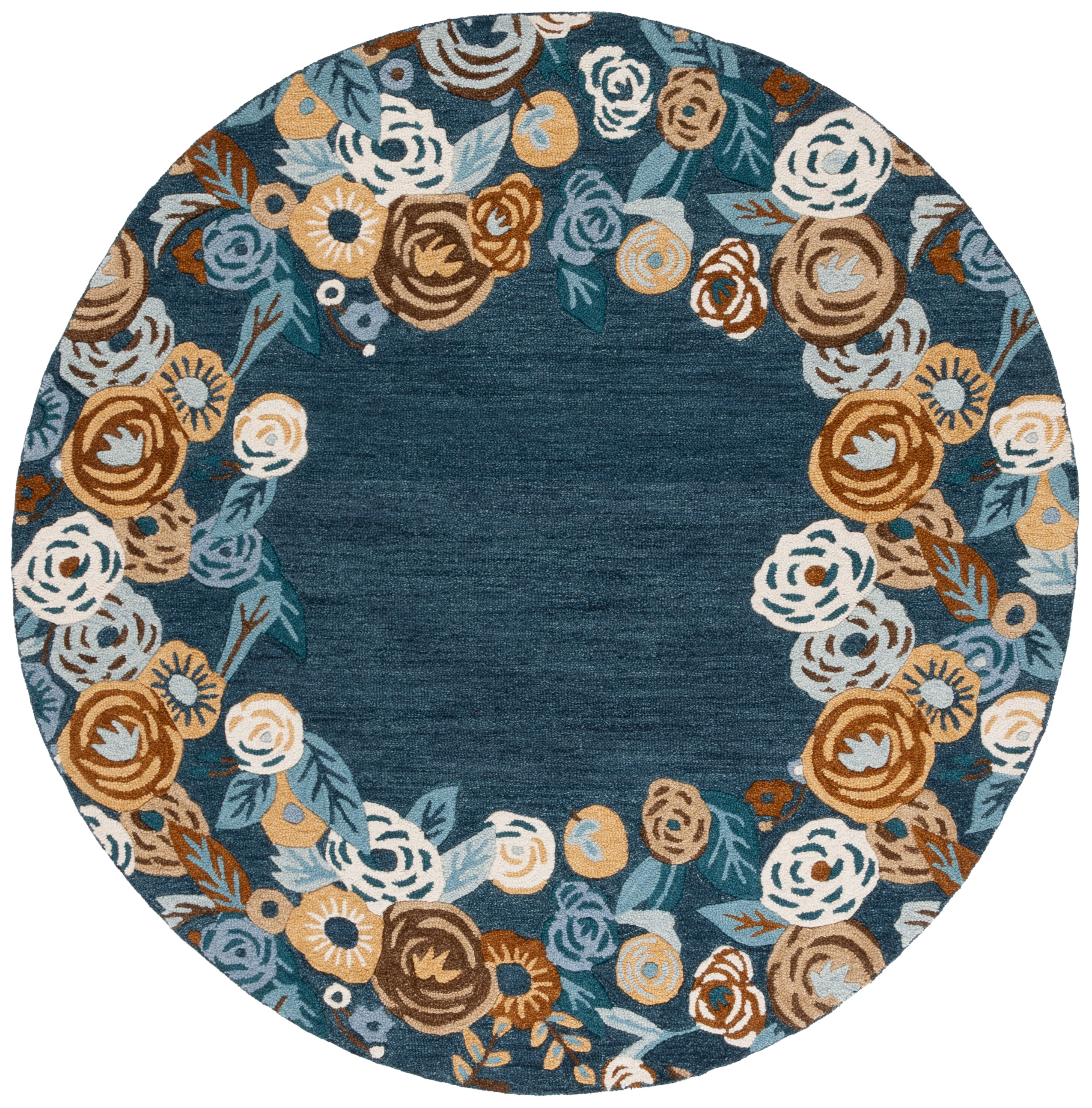 Safavieh Chelsea Trochez Floral Area Rug, Blue/Ivory, 6' x 6' Round