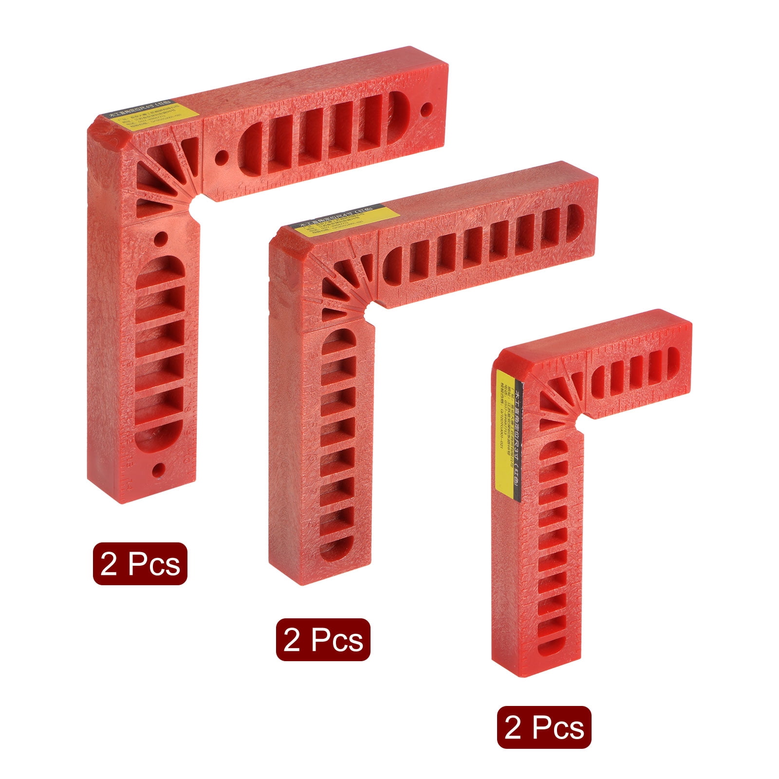 6 Packs Positioning Squares Set Right Angle Clamps 3/4/6 Inch (80/100/150mm) 90 Degree Corner Clamp, Red