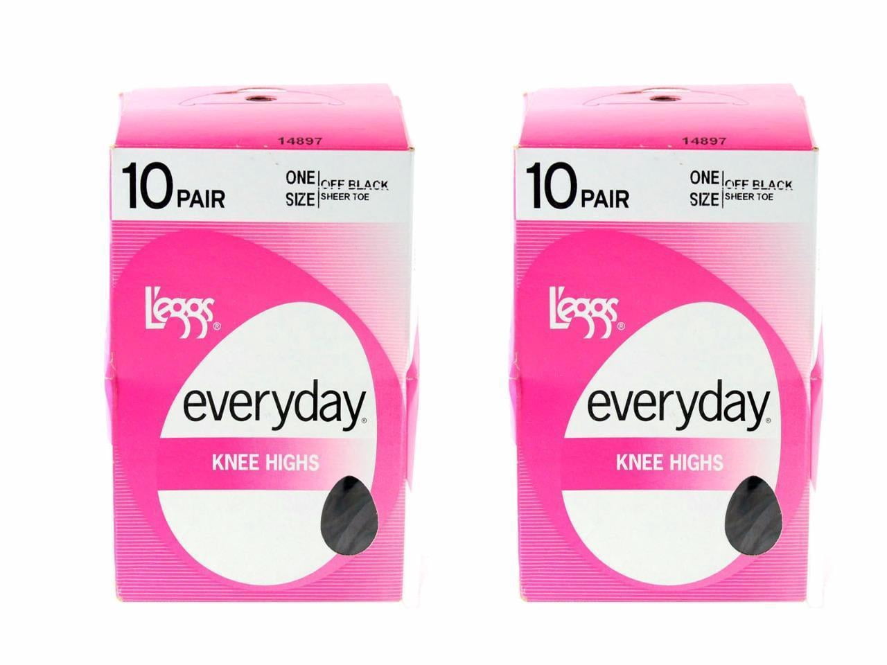 L'eggs Pack of 2 L'eggs Everyday Knee Highs One Size Off Black Sheer