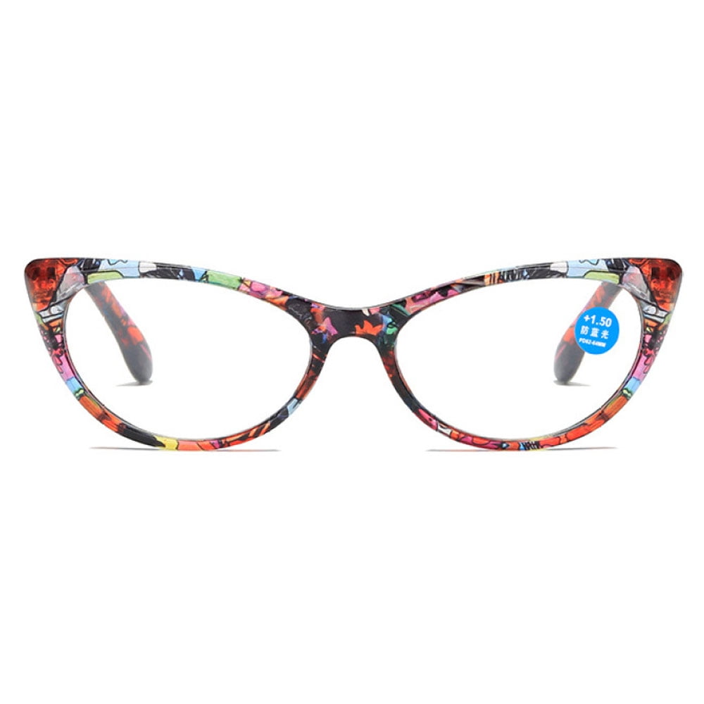 3 Pairs of Cat Eye Red Floral Print Reading Glasses Blue Light Blocking Ladies Readers Spring Hinge Presbyopia Glasses +2.00 for Women